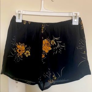 Black floral shorts